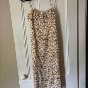 Sage Floral Midi Dress - Cream and Purple